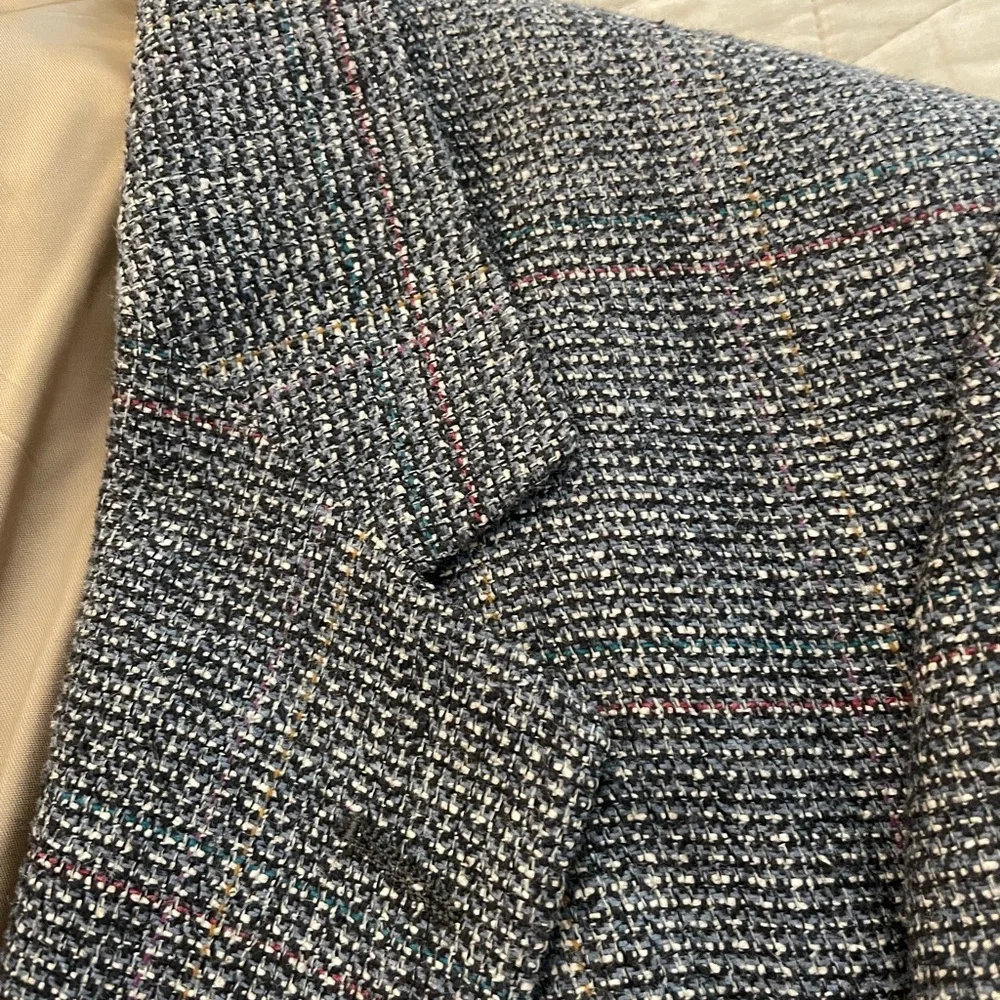 BILL‎ BLASS Made in USA Vintage Single Breasted Wool Tweed Jacket Size 42 R